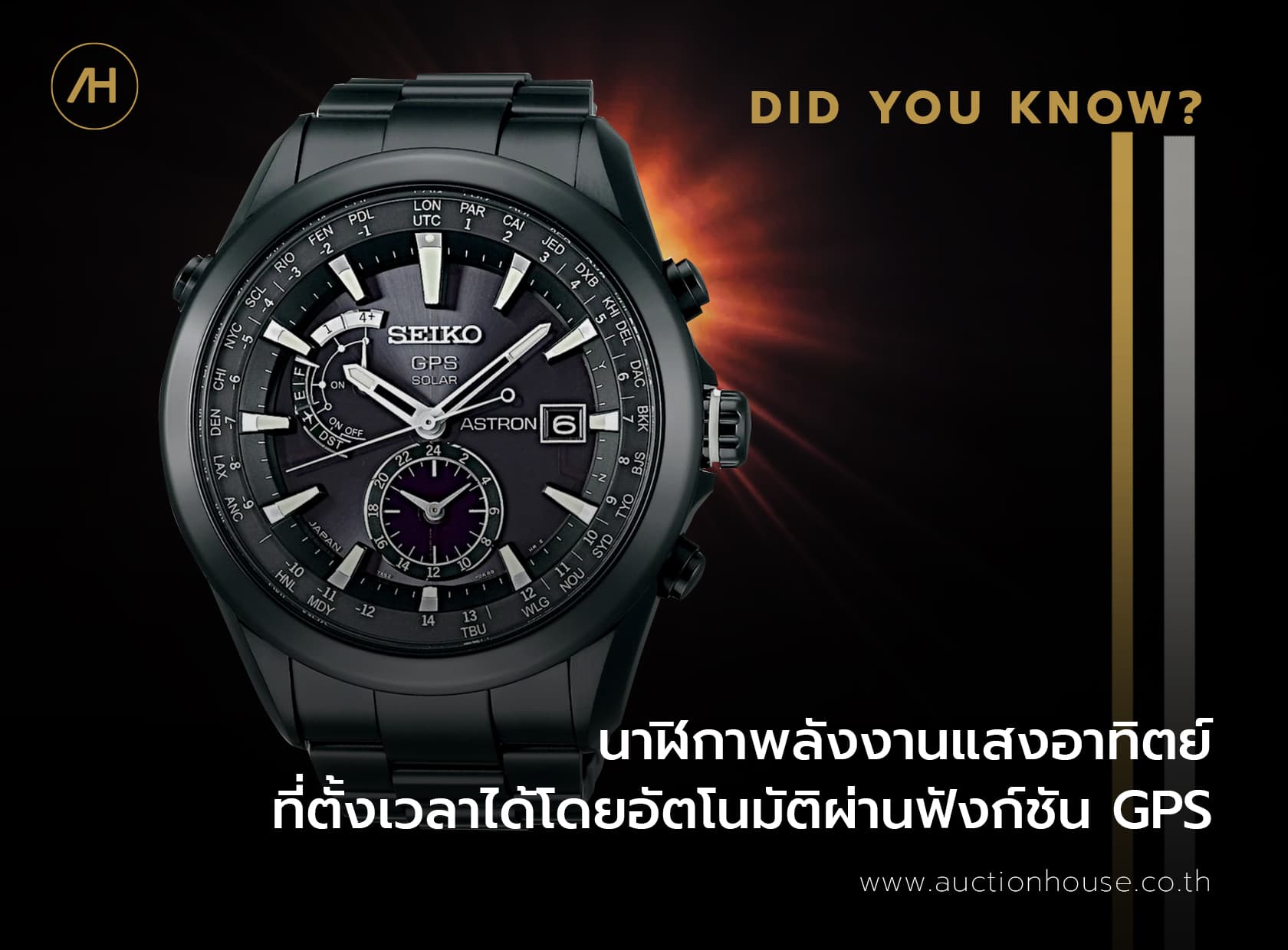 Cover image for Seiko Astron GPS Solar นาฬิกาพลังงานแสงอาทิตย์ตั้งเวลาอัตโนมัติผ่าน GPS